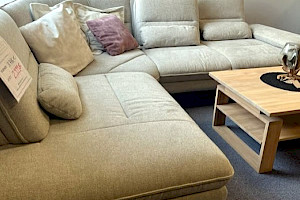 Wohnlandschaft Ecksofa Garnitur Webstoff ecru