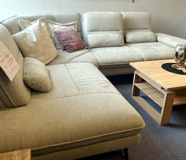 Wohnlandschaft Ecksofa Garnitur Webstoff ecru