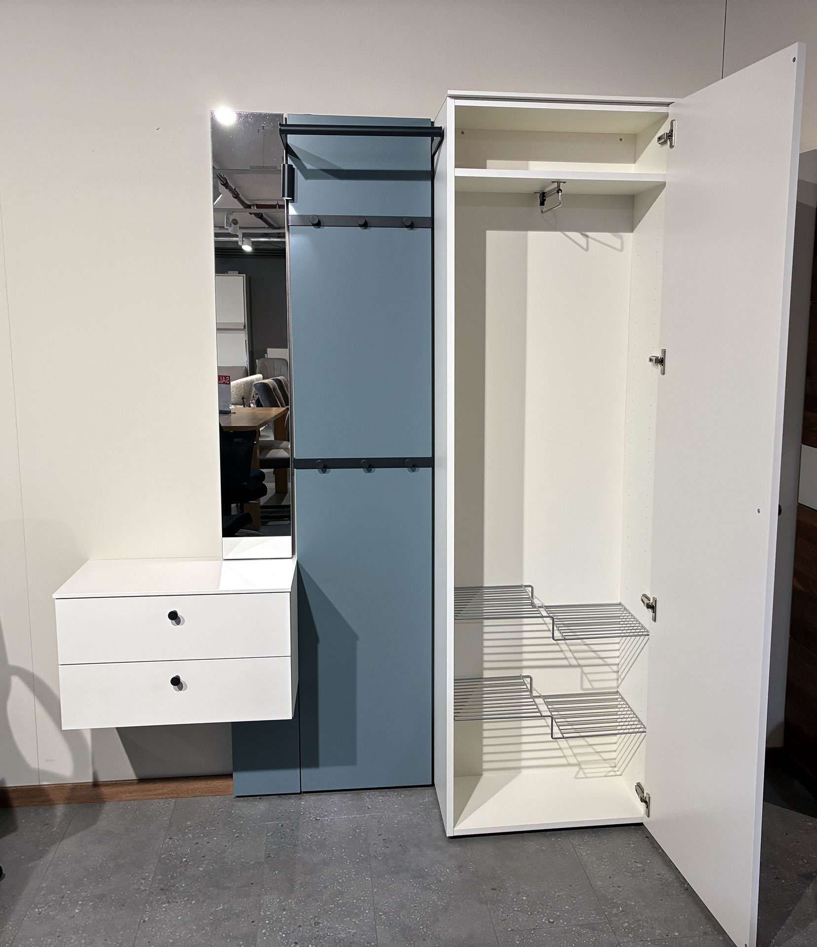 Sudbrock Garderobe SINA in Lack weiß+taubenblau