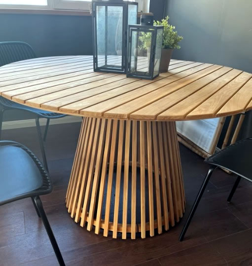 Gartentisch rund 130cm Teak massiv